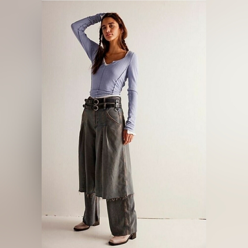 NWOT Free People We The Free Nocturne Double Hem Trouser Jeans Size 24